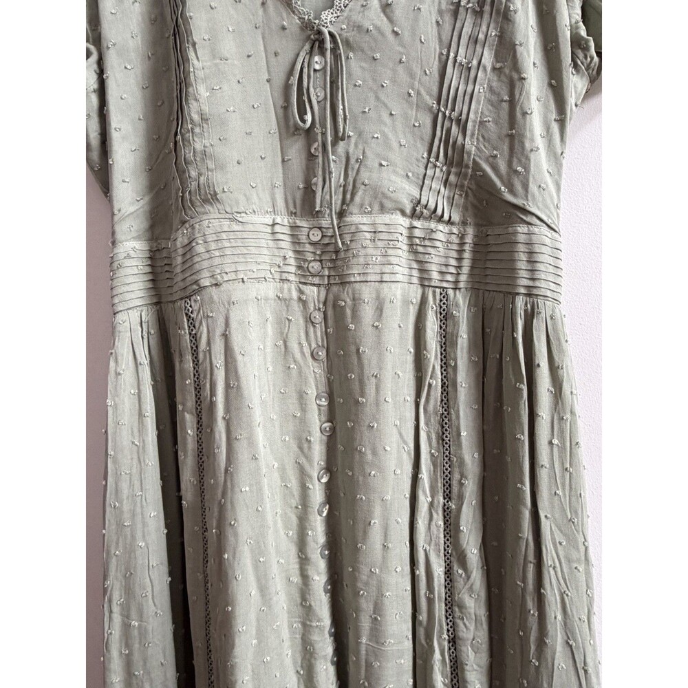 NWT Lulus Completely In Love Swiss Dot Button-Front Maxi Dress Sage Green Sz m - Picture 6 of 12